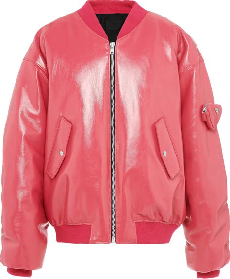 Prada Pink Leather Oversized Bomber Jacket 